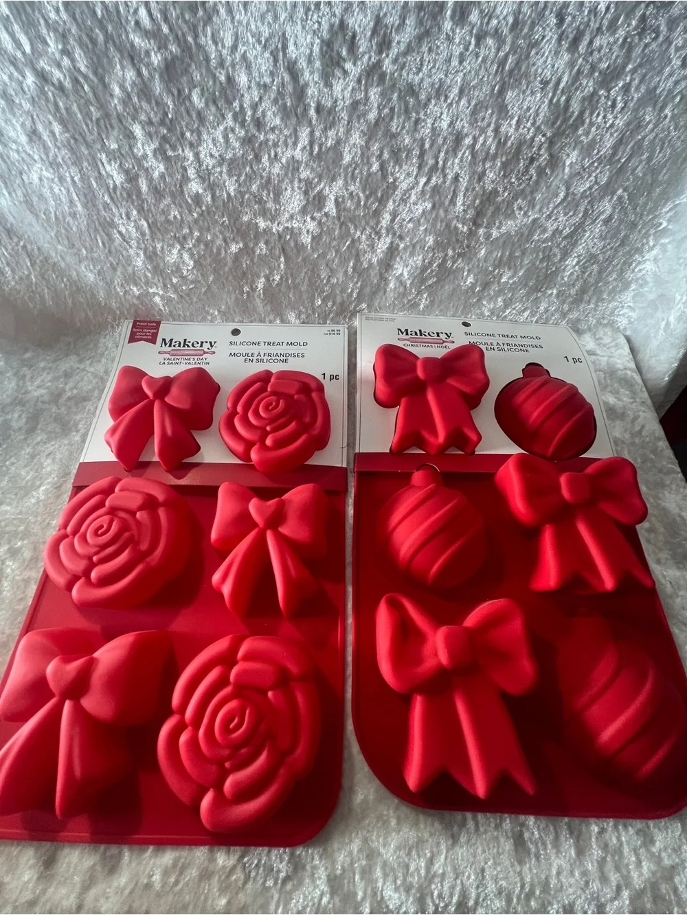 Red Silicone Bow & Rose Baking Mold Set